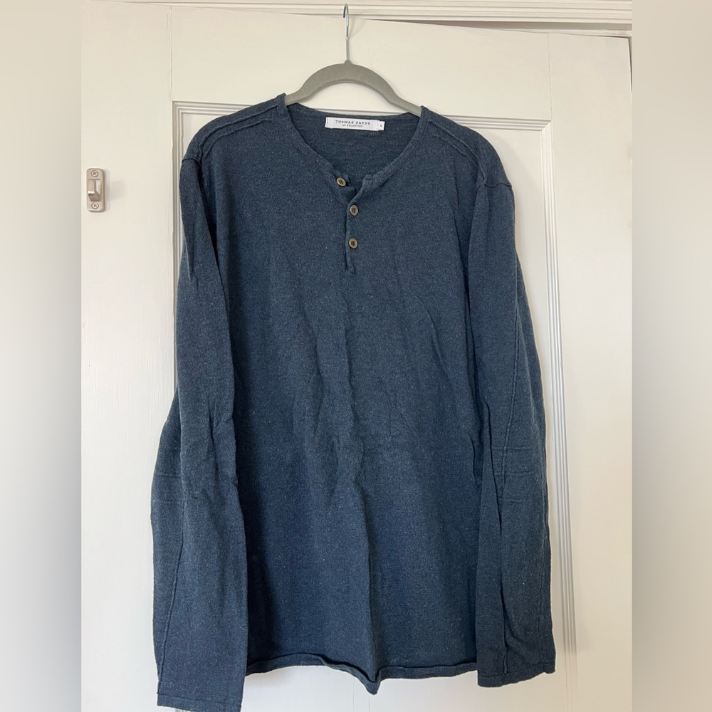 Thomas Payne Men's Dark Blue Henley Sweater